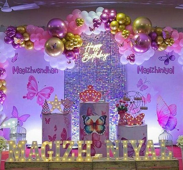 Royal Butterfly Stage Birthday Decor