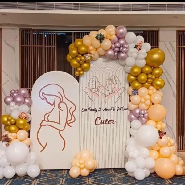 Neutral Beige Baby Shower Decor